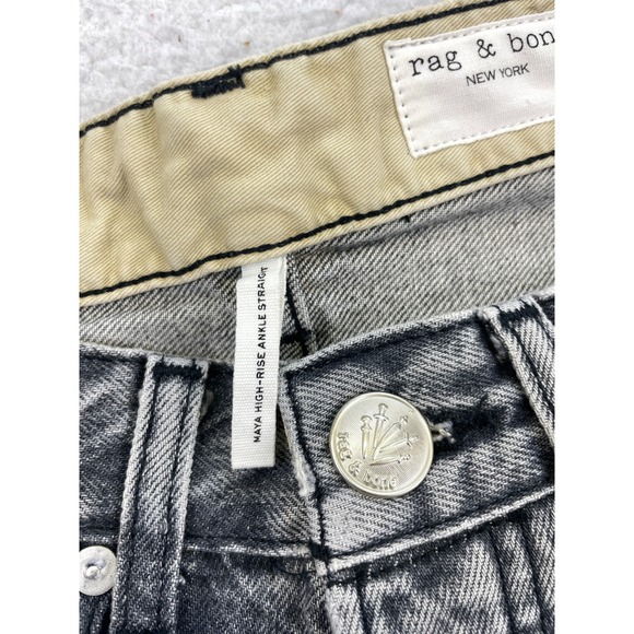 Rag & Bone Women's 25 Maya‎ High Rise Ankle Straight Crop Jeans Black Wash - Picture 6 of 11